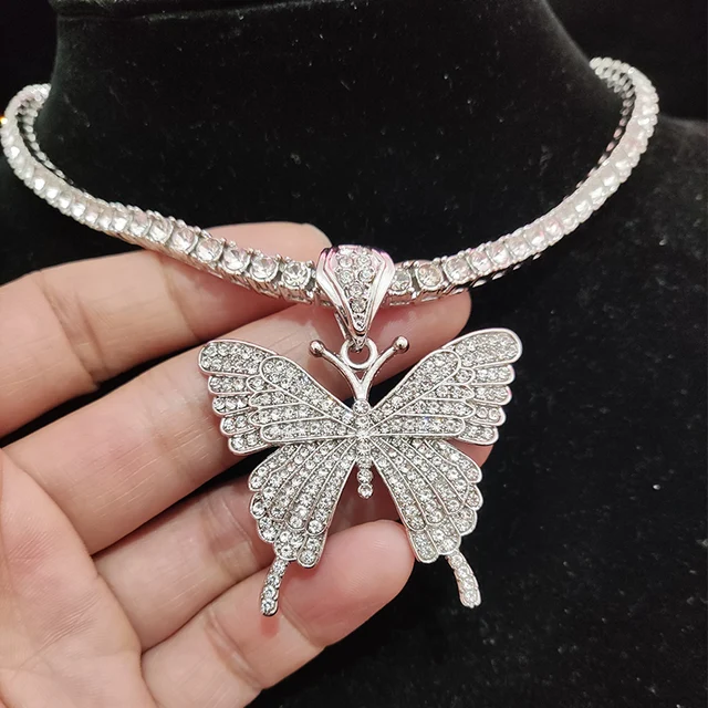 Butterfly Pendant Butterfly Tennis Chain New Men Women Hip Hop