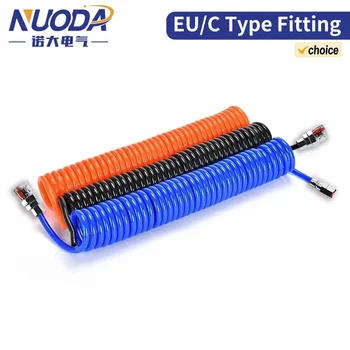 3/6/9/12/15M PU Air Compressor Hose Tube Flexible Air Tool With Connector Pneumatic Polyurethane Spring Spiral Pipe With joint