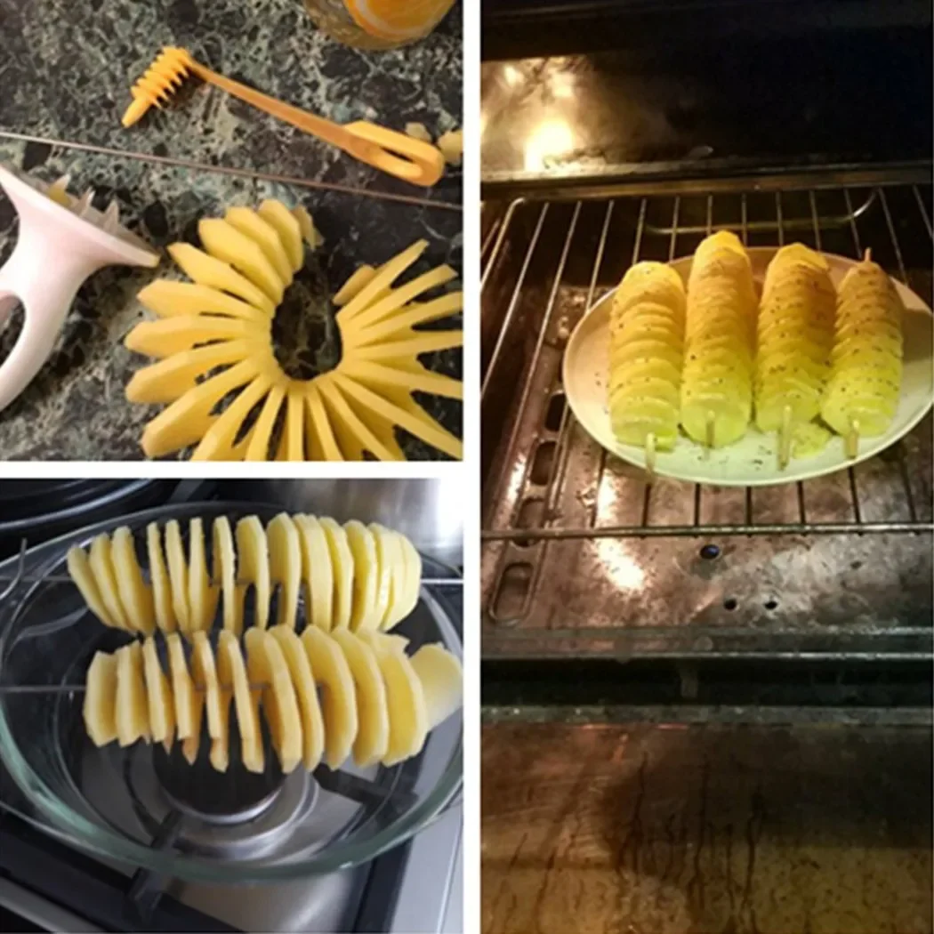 Potato slicer Stainless steel and plastic Twisted slice cutter 1 set