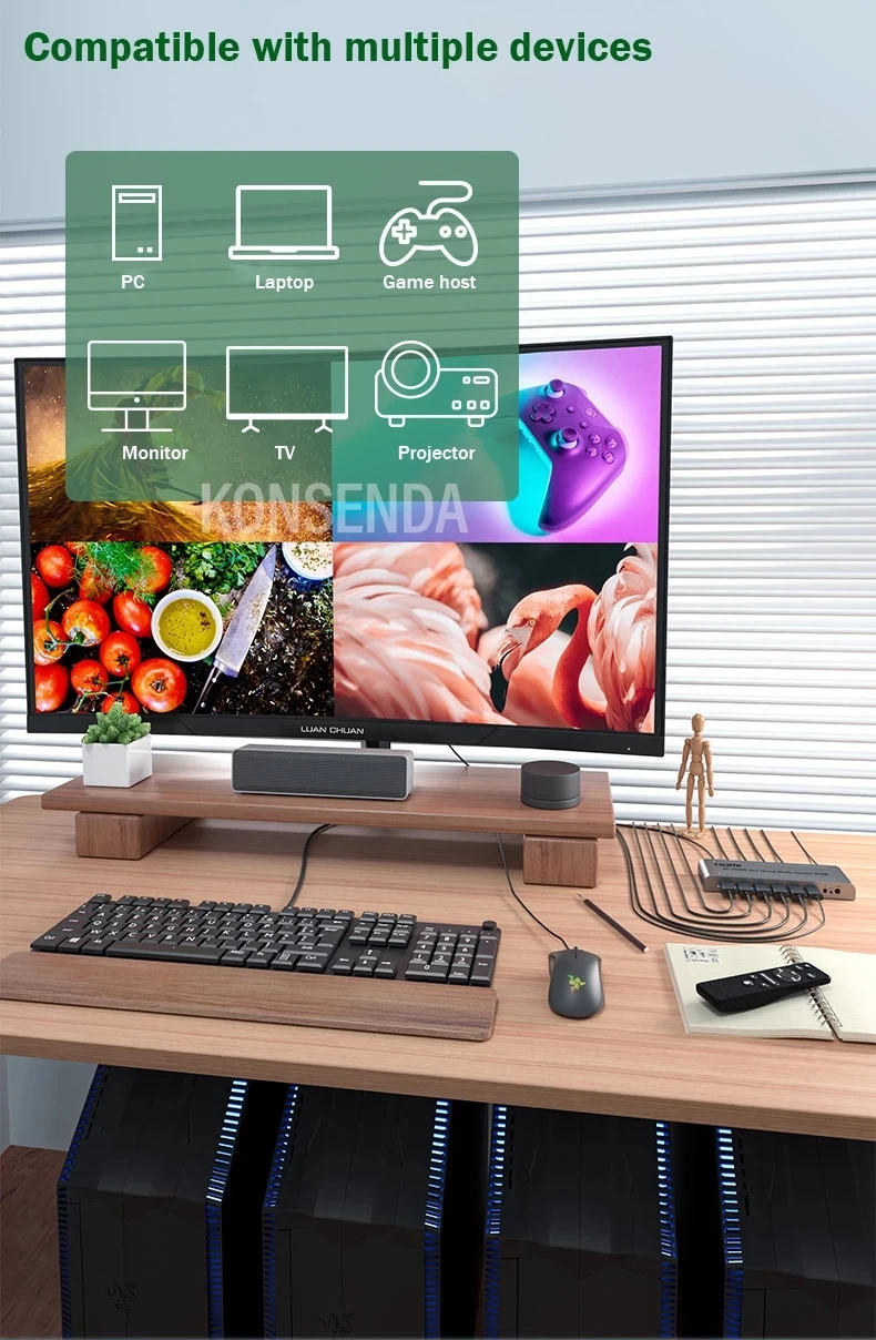 Hdmi Kvm ġ 4x1  Ƽ , 1080P 4  ũ  HDMI Ƽ  Ȱ USB  콺 Ű