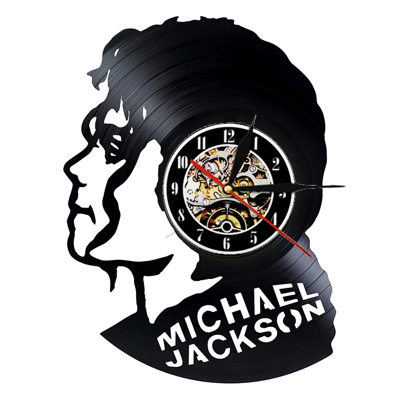 Michael Jackson Wall Clock Modern Design Music Theme 3D Stickers Pop King Vinyl Record Clocks Wall Watch Home Decor Gift for Man