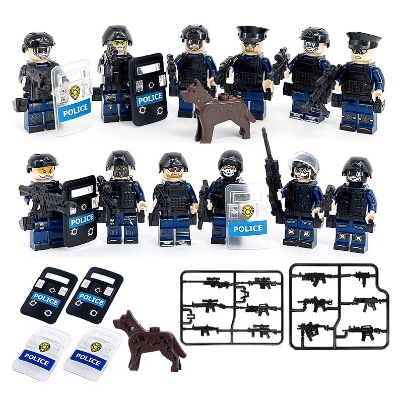 132개 가방 1620개 시티 블랙 인형 무기 군경 피규어 어린이 블록 군인 장난감