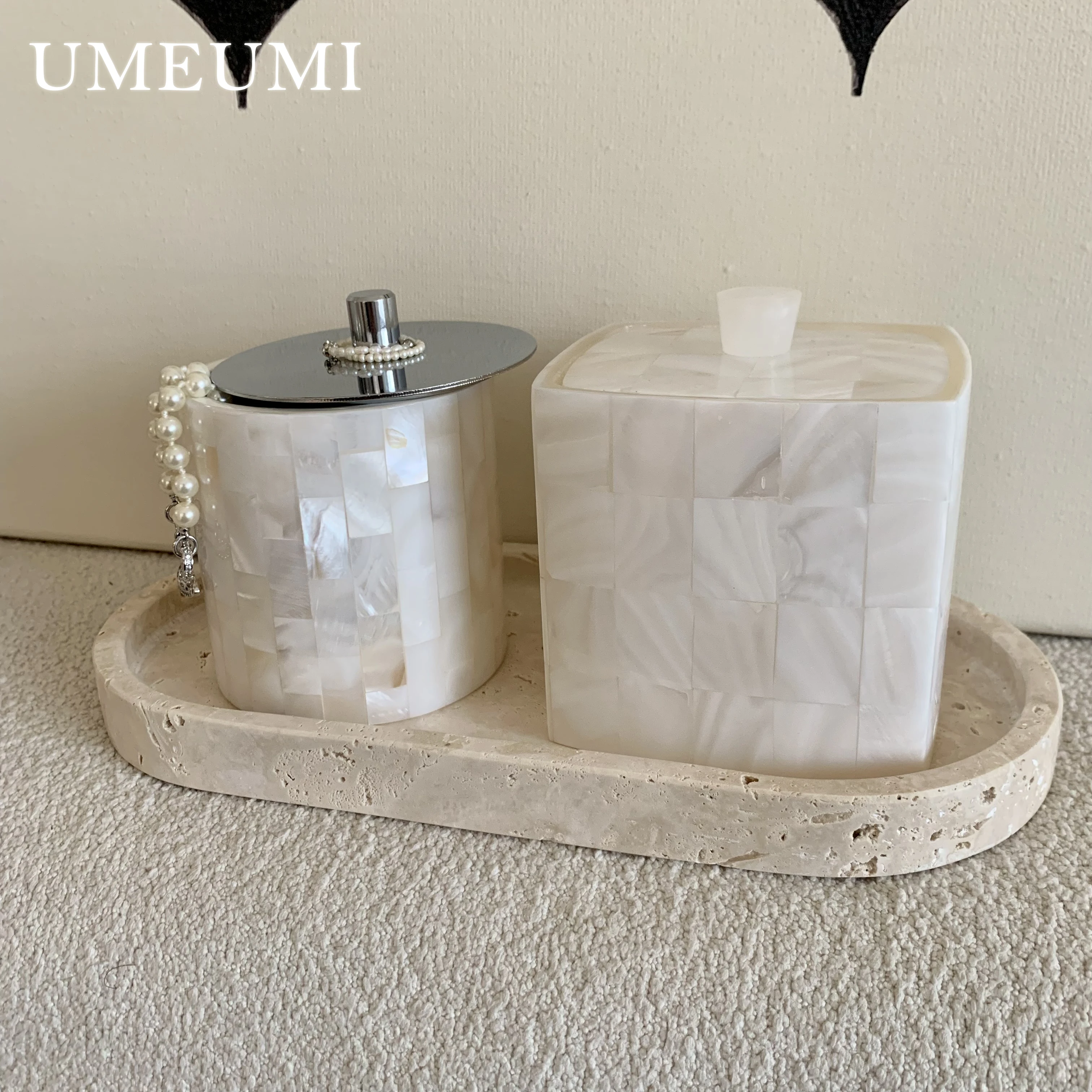 화이트 쉘 쥬얼리 항아리, 뚜껑이 있는 진주 상자의 어머니, 귀걸이 목걸이, 가정 장식, 진주층 상자, 면봉 케이스, 치실