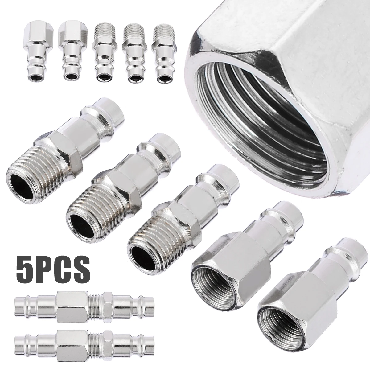 US JP EU Type Set 3PCS Heavy Duty Air Hose Fittings 1/4 NPT Tools