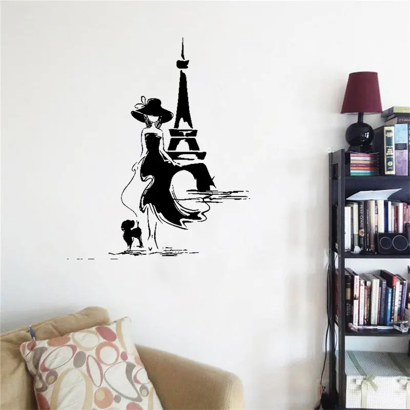 Delicate Eiffel Tower Wall Sticker Art Wall Paper For Kids Room Living