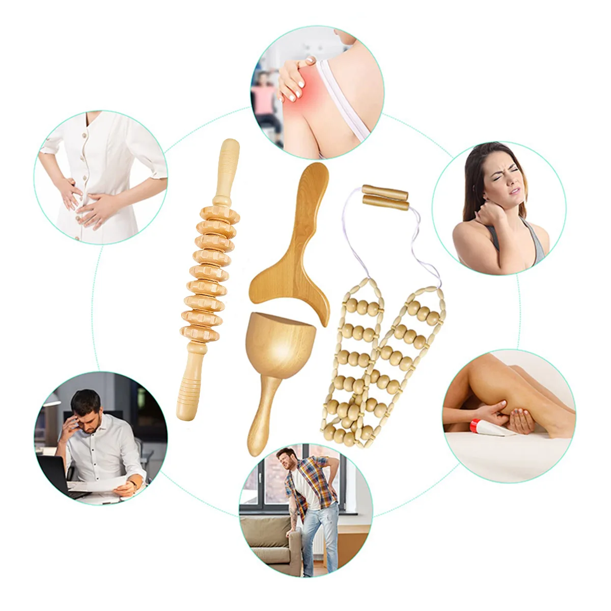 Holz Massage Set Zur Schmerztherapie Und Gegen Cellulite Am Körper_voghion.com