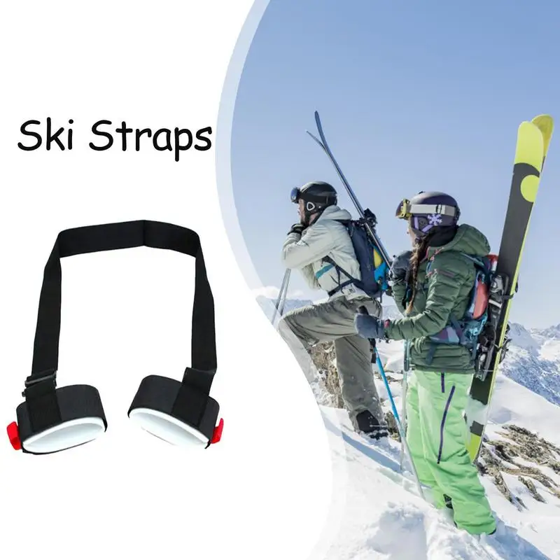 Snowboard Strap Adjustable Ski Pole Carrier Strap Shoulder Carrier Snow Board Carry Strap for Outdoor Sports Skiing Accessories