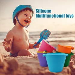 Seau à eau souple en Silicone pliable et polyvalent pour enfants, Portable, jouets de plage pour bébés, outil de fête en plein air, jeu d'eau, sable 