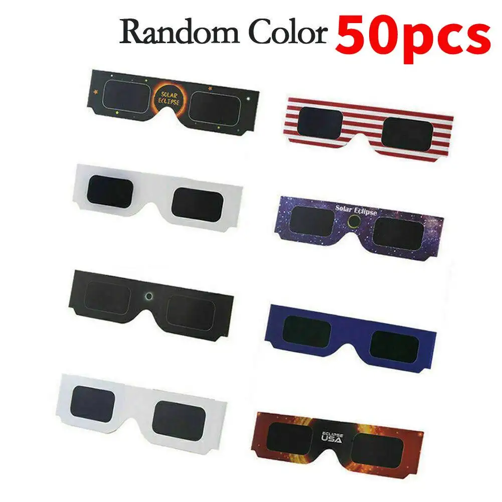 50pcs/lot napelemes Napfogyatkozás szemüvegek Biztonságos 3D Ügyirat napelemes szemüvegek lentes VR Napfogyatkozás viewing szemüvegek protects szemét Másodlagos színben