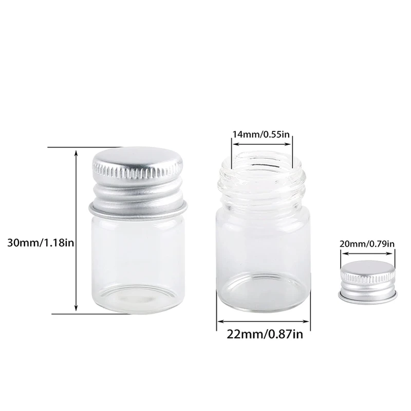 5pcs 5ml-30ml transparent glass bottle with silver aluminum cap storage cans empty gift bottle party decoration sealed well 2
