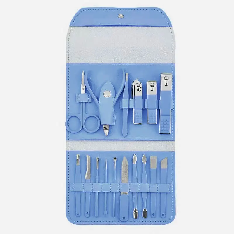 Nail Clipper Set Stainless Steel Nail Clippers Set with Folding Bag Manicure Cutter Kits Scissors Beauty Tool 16pcs