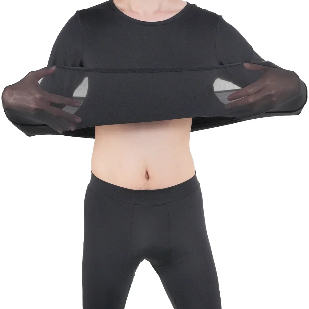 Mens Constant Temperature Thermal Underwear Set Seamless Ultra-thin Pajamas Autumn Winter High Elastic Long Sleeve Long Johns