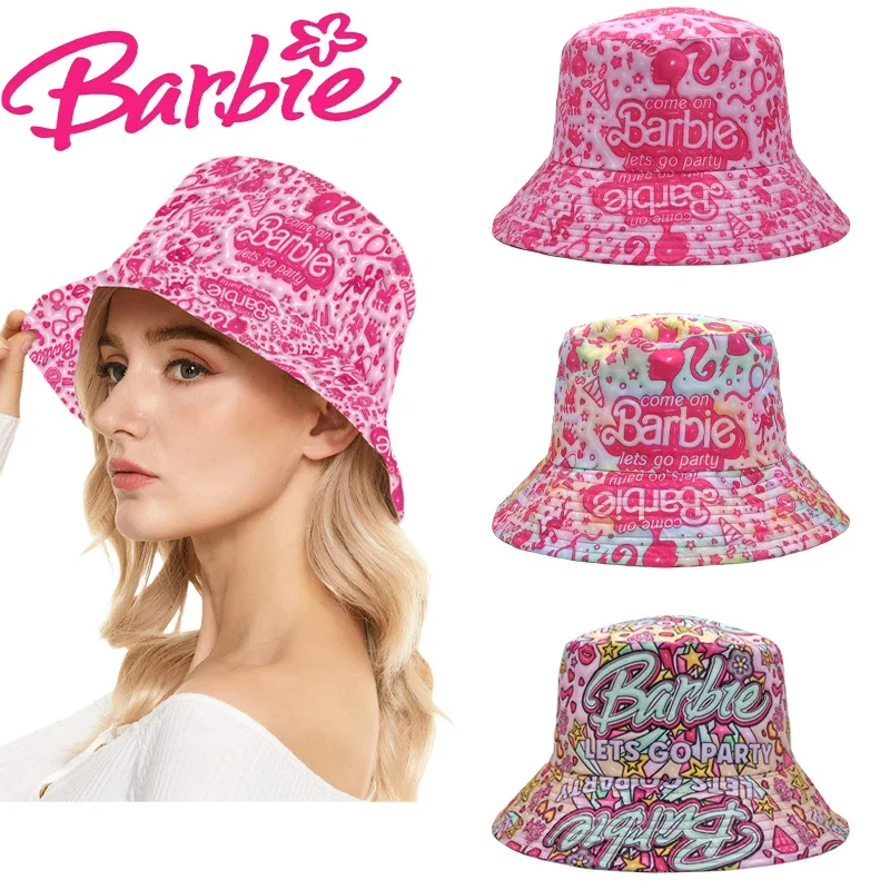 

Шляпа рыбака Барби аниме периферийный мультфильм кавайная розовая Солнцезащитная шляпа универсальная Повседневная милая девушка Харадзюку Y2K новый стиль