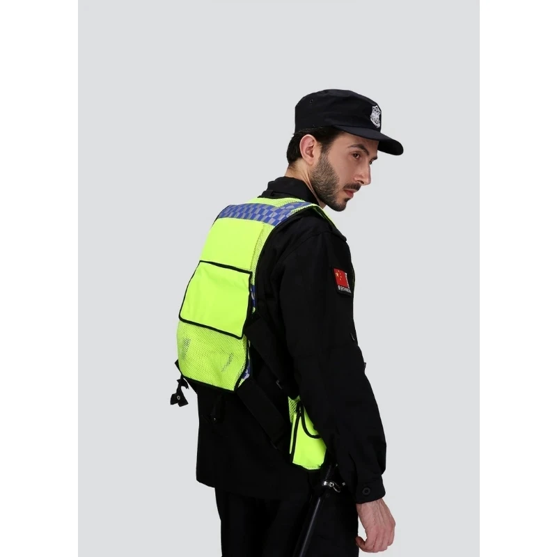 Reflective Vest High Visibility Police Reflective Vest Multi-Pocket Construction Worker Night Running Safety Vest