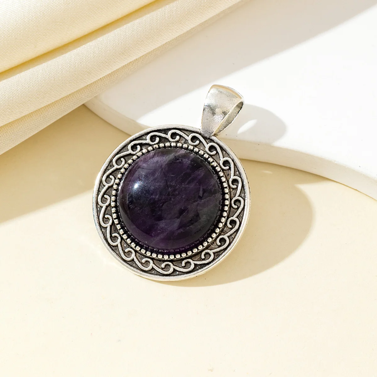 Round Gemstone Pendant Natural Crystal Agate Charms for Jewelry Making Supplies DIY Women Necklaces Earrings and Accessories - 6