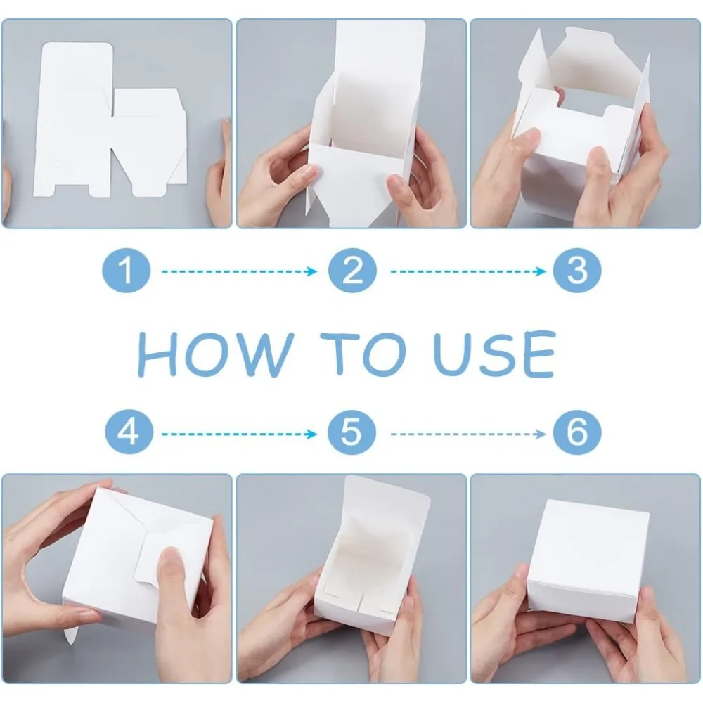 30pcs White Gift Box 3.5x3.5x1.5 Inch Kraft Paper Box Packing Cardboard Favor Treat Boxes Small Foldable Paper Gift