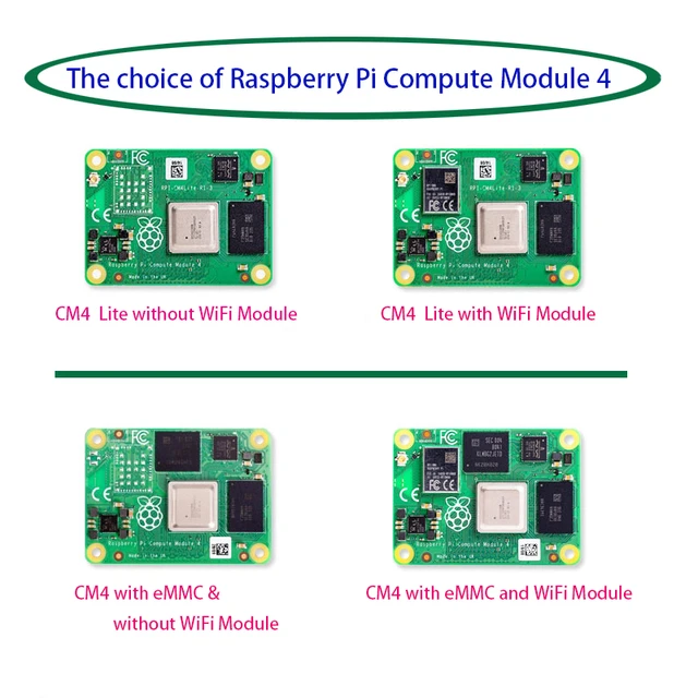 Raspberry Pi – Module de calcul, 4 CM4 1/2/4/8 go de RAM, eMMC Lite/8/16/32  go de CM 4 IO, carte Wi-Fi, etc, au choix - AliExpress