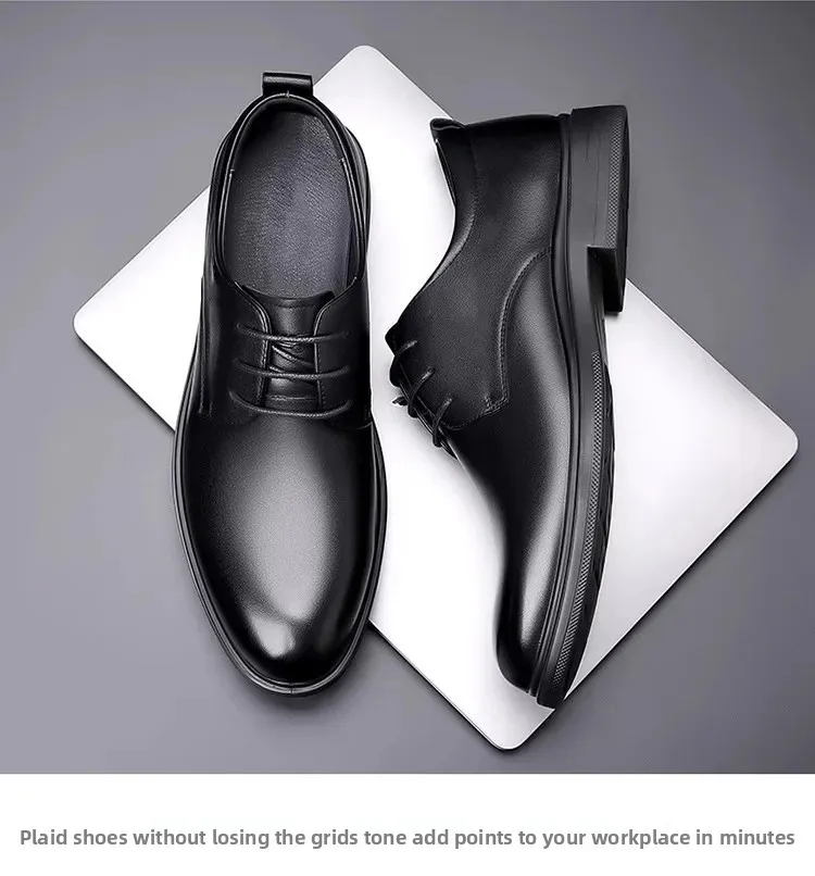 أحذية زفاف غير رسمية من الجلد الناعم للرجال نمط جديد للأعمال الرسمية قابلة للتنفس للخريف النسخة الكورية البريطانية بمقدمة مدببة للعريس S