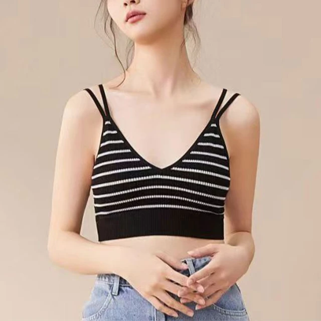 V Neck Tube Top Bra Padded Camisole Bra for Women Seamless Bralettes