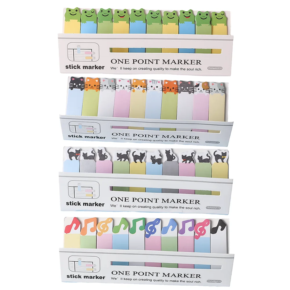 Memo Pad Sticky Notes Kawaii Small Cat Panda Music Frog Aesthetic Stationery Notepad Book Post Bookmarks Mini Index Tab Stickers 6