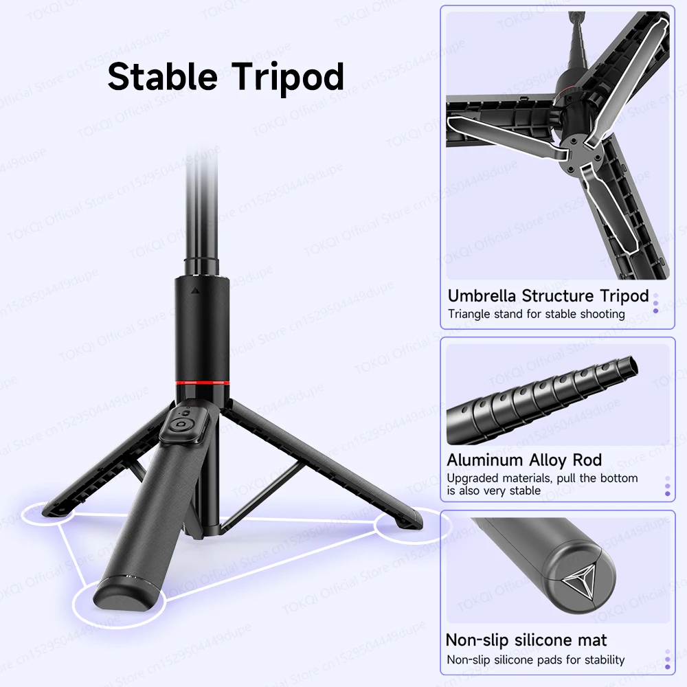 52.8inch Selfie Stick Tripod TOKQI Extendable With Bluetooth Aluminum Alloy Brackets For Smartphones iPhone Android Cellphones phone tripod,selfie stick