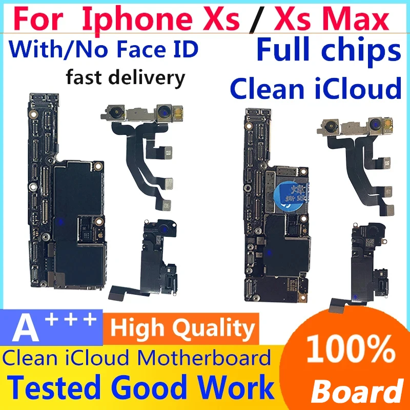 iPhone Motherboard for iPhone XS/Max With/No Face ID Unlocked Logic IOS Clean Free iCloud Plate IOS Tested