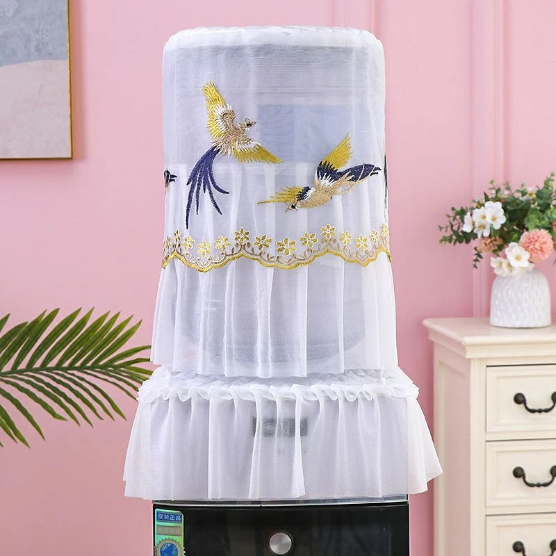 2Pcs Set Water Dispenser Cover Lace Embroidery Water Cooler Case Protector Dustproof Drum Cover Bottle Bucket Sleeve