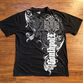 Classic Y2K Gothic Style T-shirt Print Oversized T Shirt High Street Shirts Gothic Round Neck Cotton Tops New Mens Women T Shirt 1