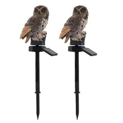 Solar Powered Owl Lawn Lamp - LED Outdoor Garden Decoration, Waterproof (Brown Owl 2PCS)