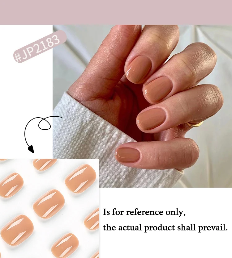 Short Round Wearable Fake Nails with Glue