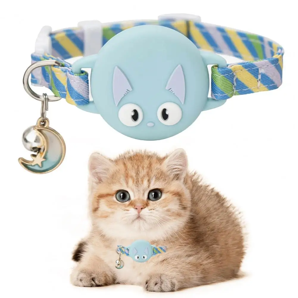 Tracker Holder Pet Neck Collar With Bell Adjustable Dog Cat Collar With For Case GPS Finder Accessories Kitten Puppy Supplies