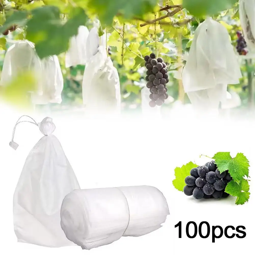 100 stücke Erdbeer trauben Obst wachsen Taschen Netting Mesh Schutz Landwirtschaft Garten Anti-Vogel-Werkzeuge Gemüse taschen Pflanze