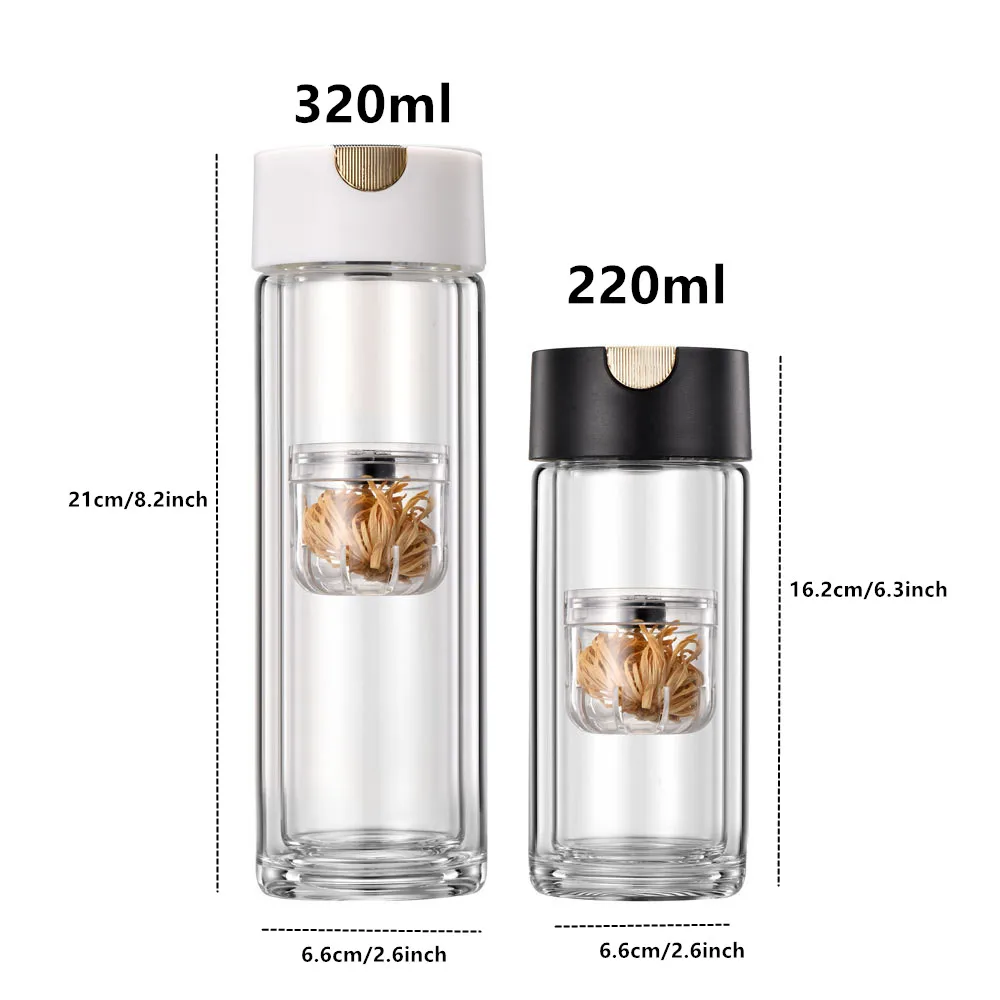 Tea Tumbler With Infuser Double Wall Glass Travel Tea Mug With