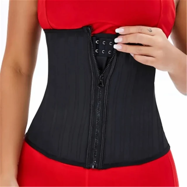 107373-8af3fc.jpg Entraîneur de taille en Latex, 25 os en acier, modelant le corps avec 2 sangles amovibles, fermeture éclair et crochet, sangle de modélisation, ceinture de contrôle du ventre