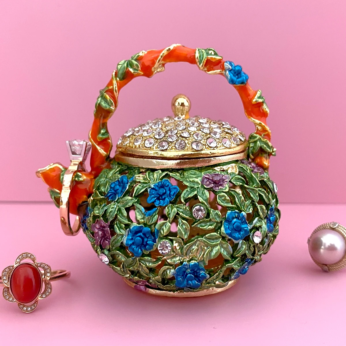 12 Styles Jewelry Trinket Box Hinged Metal Enameled Figurines Hand Painted Storage Case Wedding Ring Holder Home Dresser Decor