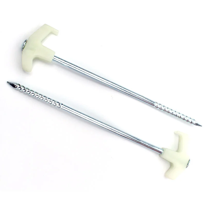 4/8/10Pcs Luminous Camping Metal Tent Pegs 25cm Length Florescent Screw Thread for Tent Stakes Steel Nails for tent pegs camping tent accessories