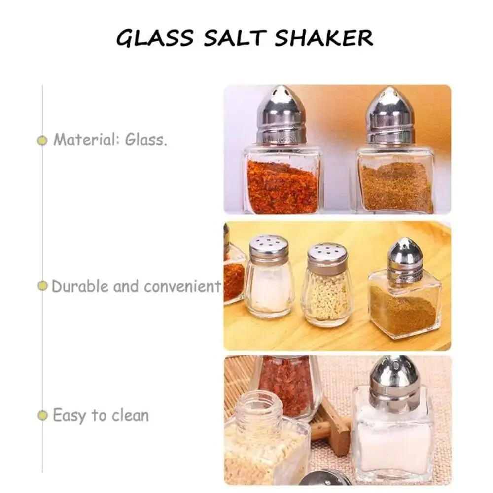 Mini Seasoning Bottle Transparent Glass Spice Jars BBQ Pepper Spice Salt Shaker Jar Food Storage Container with Lid 10/15ML salt shaker spices bottle salt pepper shakers seasoning jar