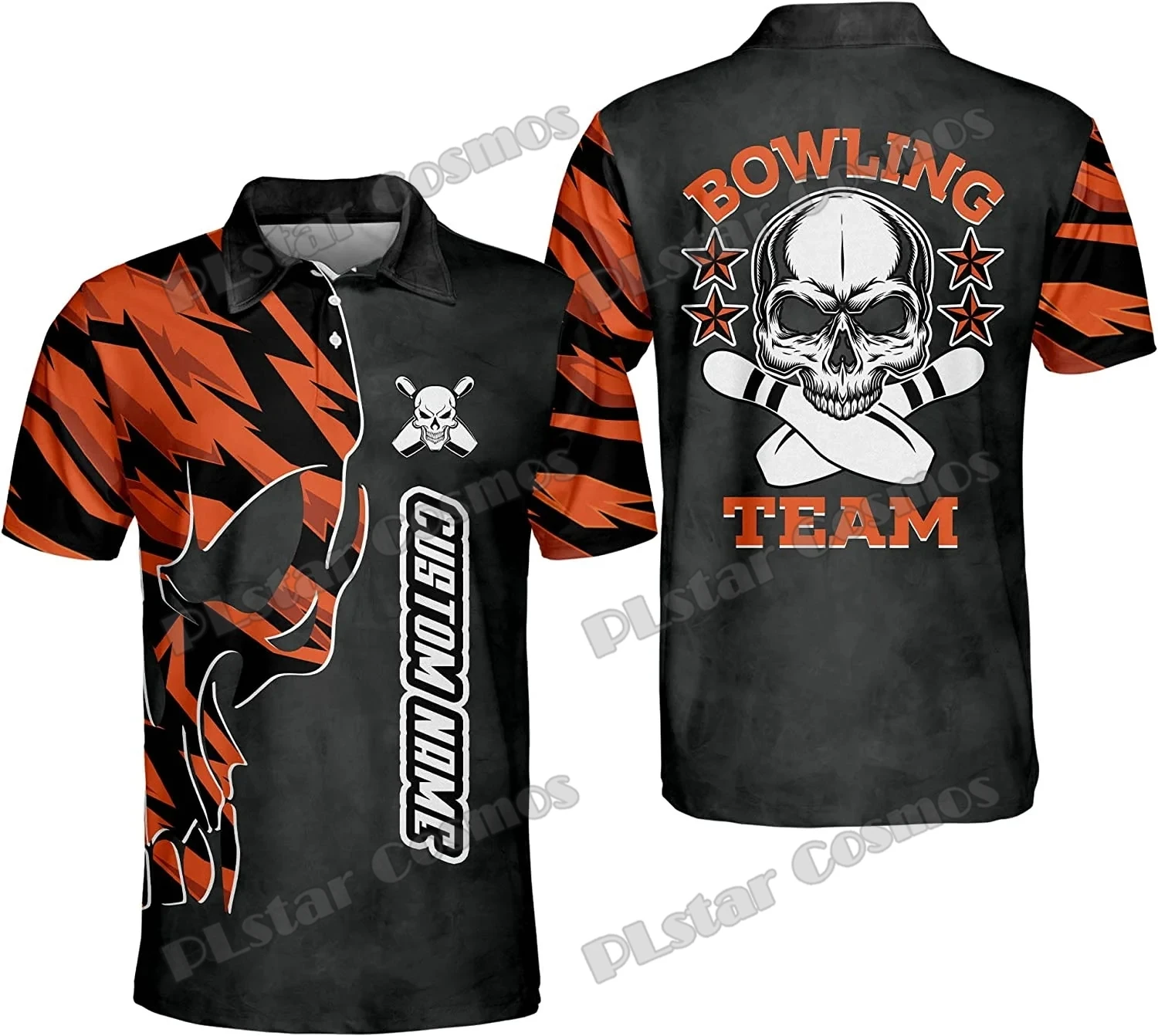 Schädel Bowling Team personalisierte Name 3D gedruckt Herren Poloshirt Sommer Straße Kurzarm Shirt Geschenk für Bowling Spieler WK36 – Detail 16