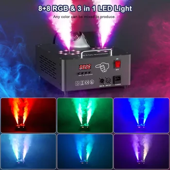 U'King 2000W Double-tube Adjustable Fog Machine DMX512 Smoke Machine 3IN1 RGB LED Colorful Stage Spray for DJ Wedding Christmas 2