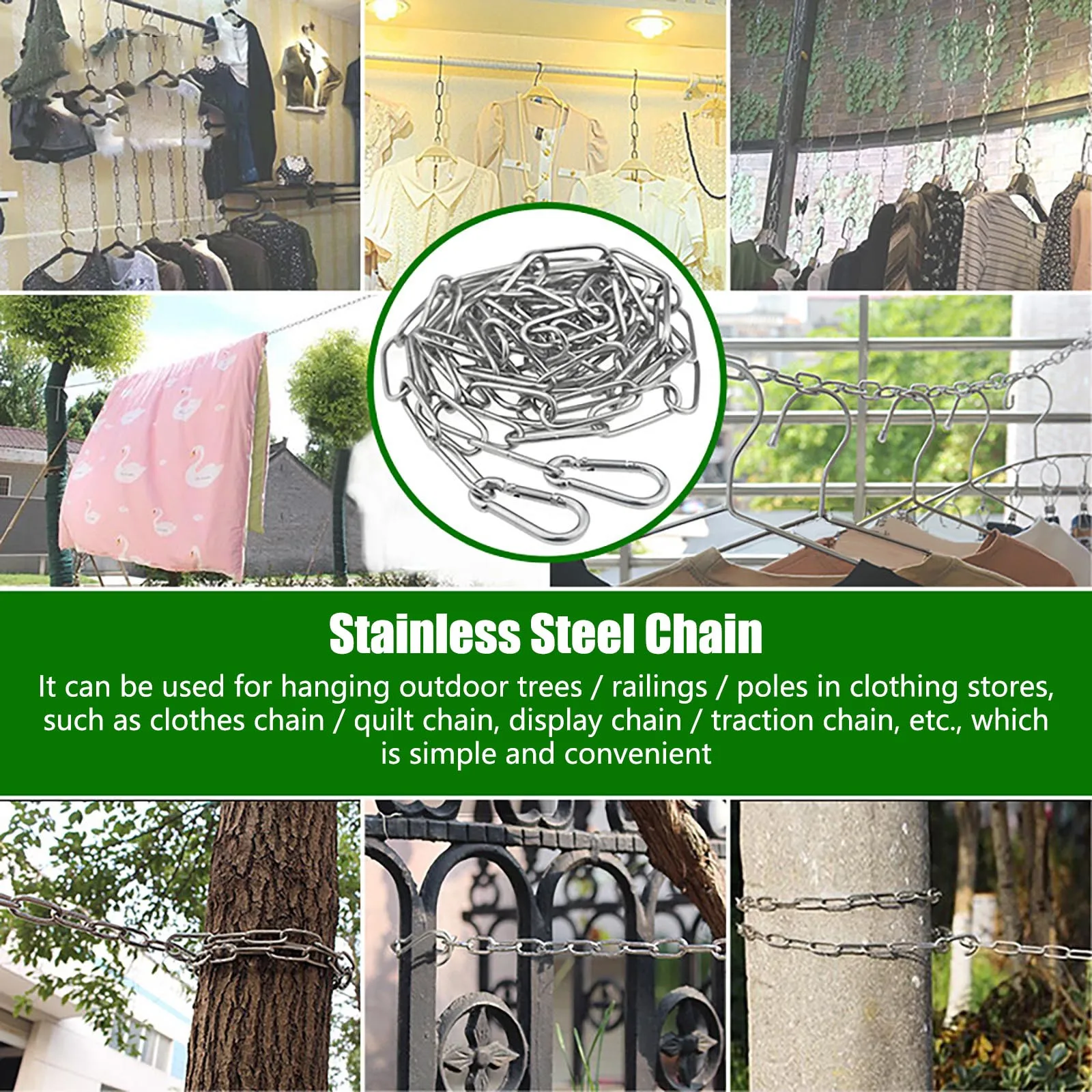 Stainless steel long ring clothesline thickened clothesline chain