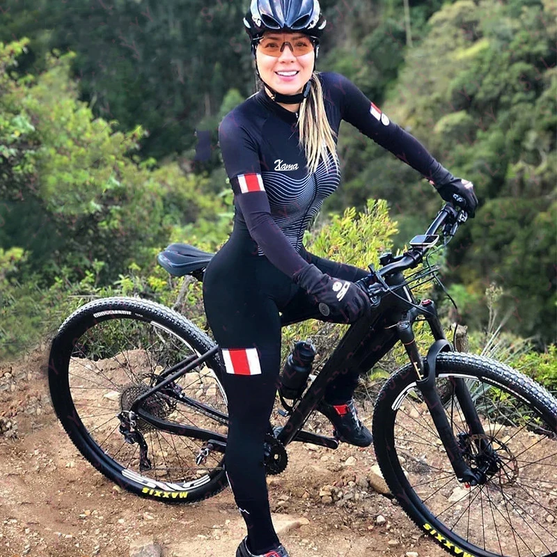 XAMA Cycling Wear Spring Autumn Women's Long Sleeve Pants Triathlon Suit Lycra One Piece 20D Gel 2