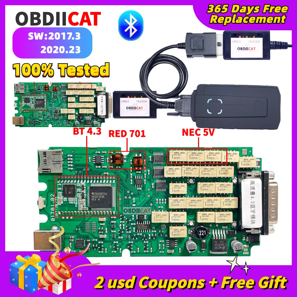 A + Single Pcb Single Board Obdelevent2 Scanner Bluetooth Strumento Diagnostico Automatico Per Auto/Camion Con Relè Nec Real 9241A Chip