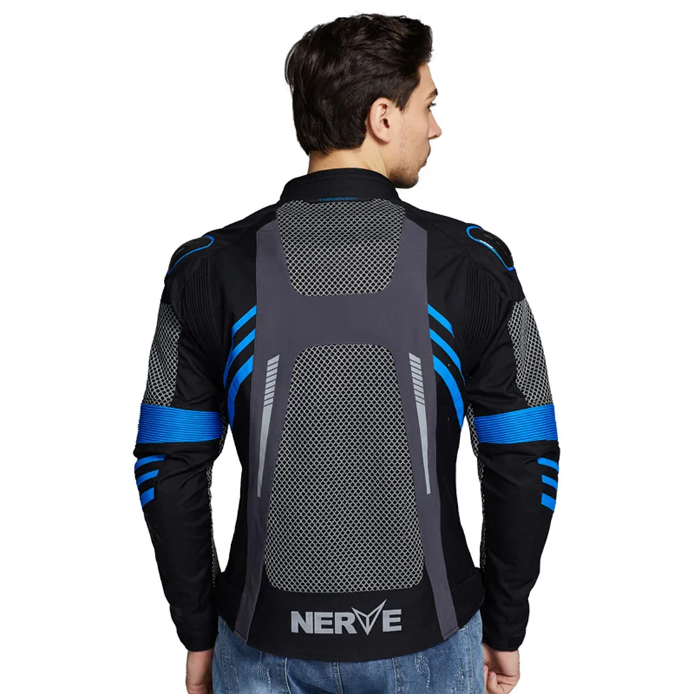 NERVE Mens Anti-drop Wear-resistant Motorcycle Jacket Breathable Mesh Cycling Protection Jackets Reflective Jacket
