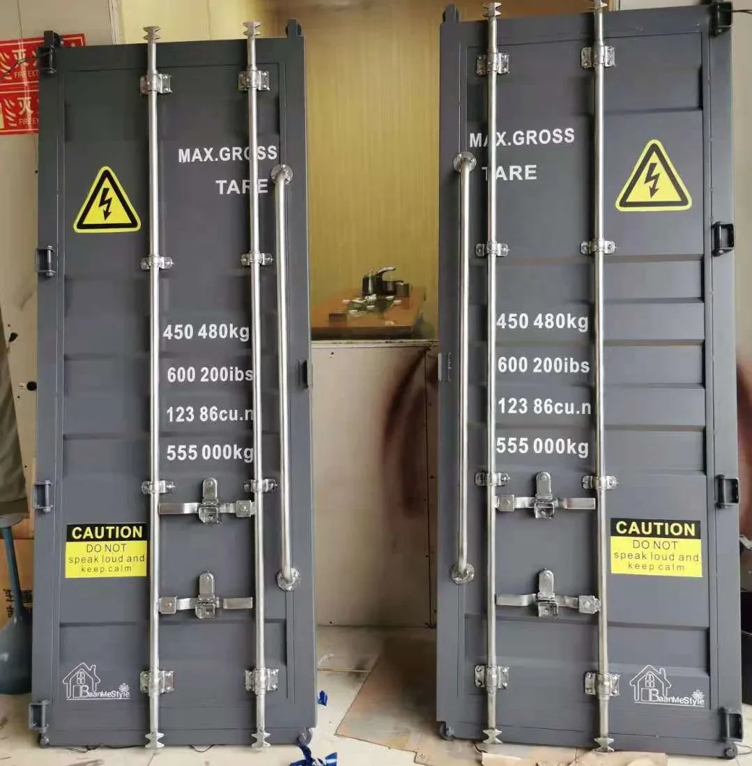 Industrial Loft Style Shipping Container Metal Door for Office and Restaurant use Sliding Door with 2 Tracks 210*90cm 7ft*3ft
