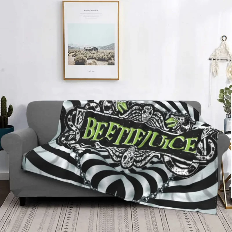 

Horror Beetlejuice Blanket 3D Print Soft Flannel Fleece Warm Halloween Horror Film Throw Blankets for Travel Bedroom Sofa Quilt