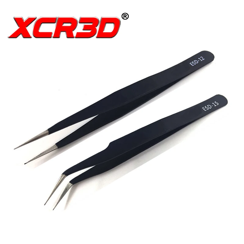 XCR3D 3D Printer Parts  Anti-static Precision Tweezers Set Stainless Steel ESD Tweezer Repair  Multifunction Nipper Repair Tool