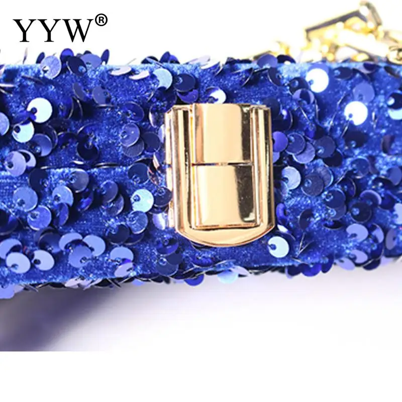 Luxury Bling Sequins Square Women Clutch Handbag Golden Metal Top Chain Handle Female Evening Party Cocktail Prom Purse Box Bag