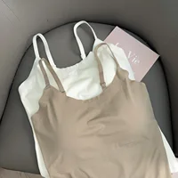 40-70kg Summer Ice Silk Camisole Top with Build-in Bra for Women Back Underwear Fixed Cup One-Piece Slimming Tanks Bra Underwear - Image 4