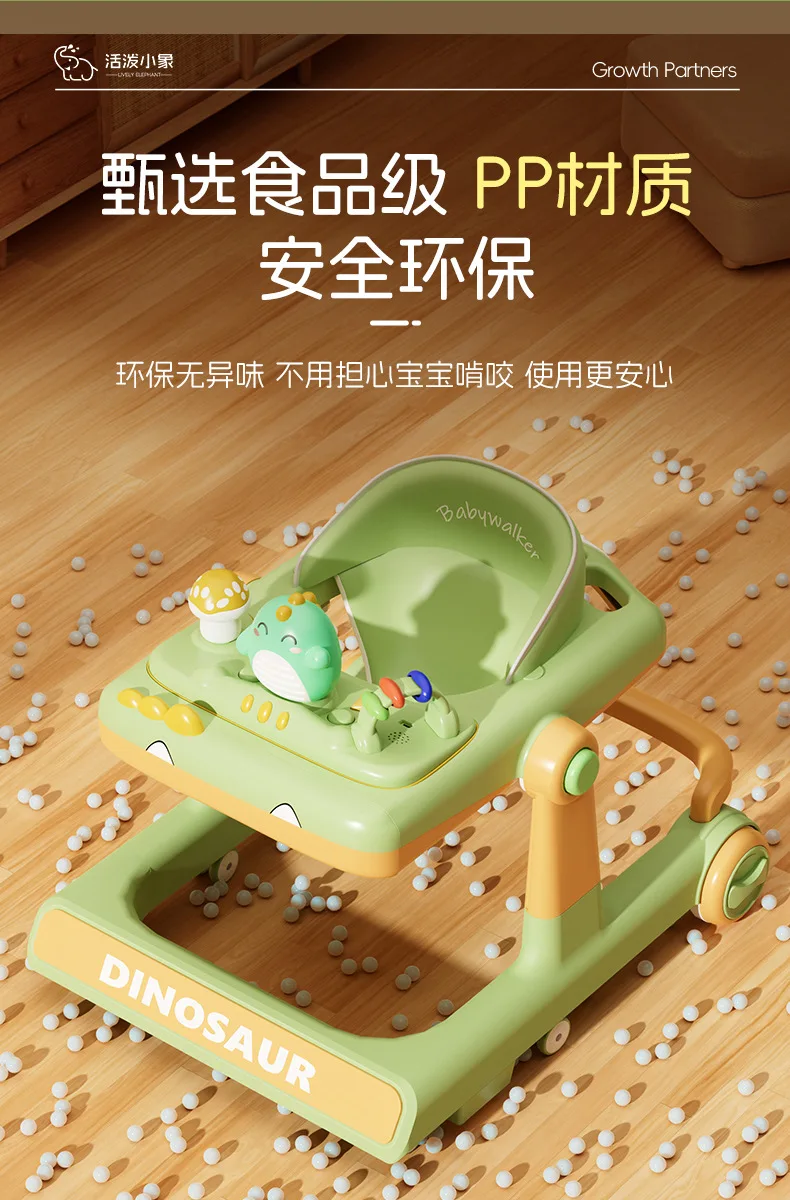 Dino Folding Baby Walker Multi-Function Anti Rollover Can Sit With Music Baby Walking Trolley Baby Stroller For 6-18 Months