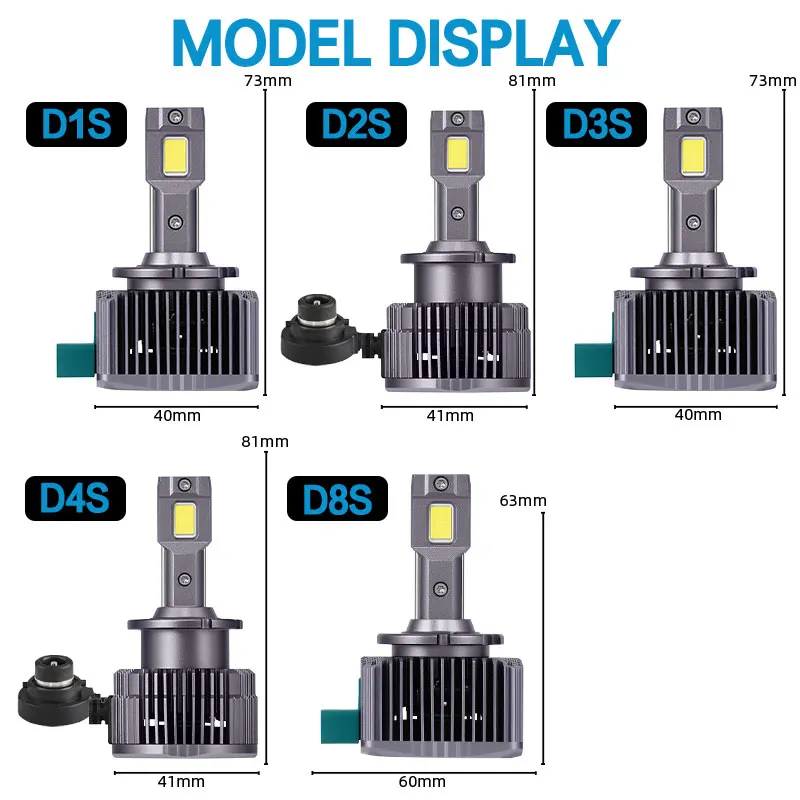 DAWNKNIGHT D1S D2S D3S LED Headlights Replacement Original HID 55W D1S D4S D5S D8S LED Plug and Play 6500K 12V